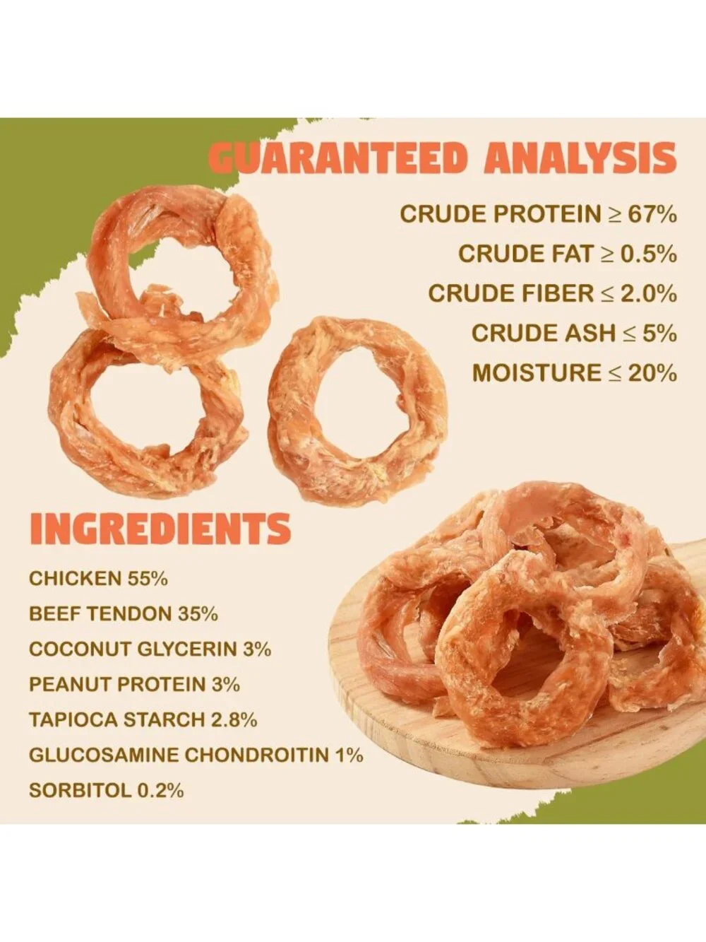 Natural Chicken & Beef Tendon Rings | Rawhide Alternative Dog Treats for Chewing